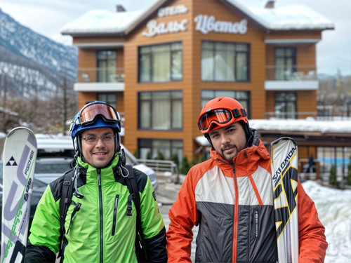 Лыжники в отеле Вальс